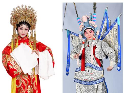 广东粤剧院粤剧曲艺名家曾小敏(左),彭庆华(右)古装造型.资料图