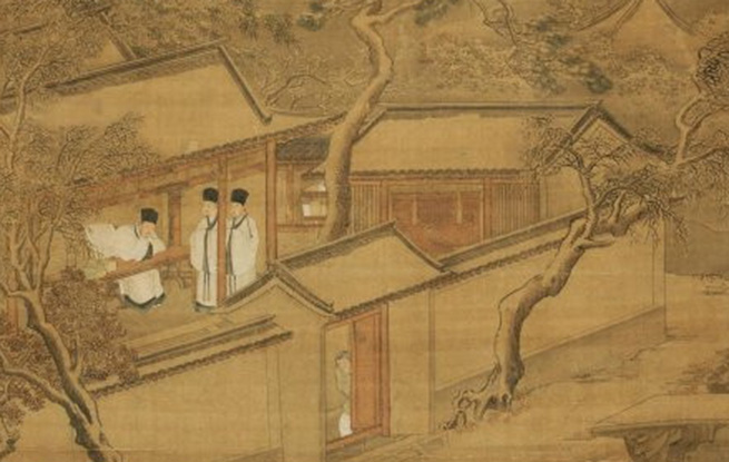 明代仇英《程门立雪图》局部.资料图